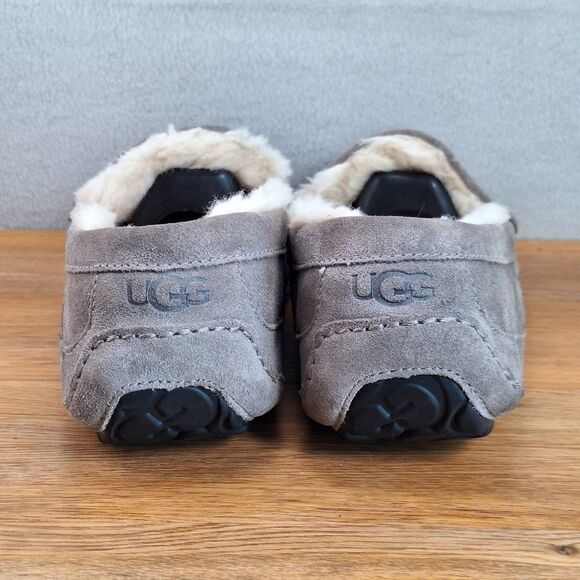 UGG Ascot Men\'s 10 Moccasin Slippers Gray Suede Shearling Lined Slip-On main image 10